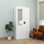 Load image into Gallery viewer, RIGID Steel Home Cupboard with Clothes-Hanging Space Shelving and Front Door Mirror (White)-GCC Home Center