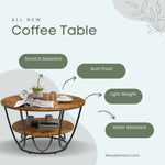 Load image into Gallery viewer, Round Coffee Table with Marble Top Like Finish Stylish 2-Tier Design