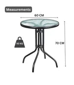 Load image into Gallery viewer, Round Dining Table with Tempered Water Ripple Glass Top – Rust-Resistant Metal Outdoor Table