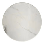 Load image into Gallery viewer, Circular white marble coaster with subtle gray veining complementing a round marble coffee table with gold stainless steel base
