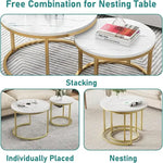 Load image into Gallery viewer, Round Nesting Coffee Table Set of 2 For Living Room - Gold & White-GCC Home Center