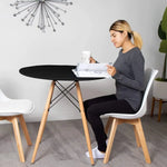 Load image into Gallery viewer, Mahmayi TJ HYT08 60DIA Round Pantry Table - Quad Leg base - Versatile for Home Office, Bistro, Balcony, Lawn, and Breakfast Nook - Fits Any Urban Decor Theme, Sturdy & Easy to Clean- Black(60cm)