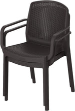Load image into Gallery viewer, Set of 2 Dark Brown Cedarattan Armchairs β Stylish Rattan-Effect Outdoor Seating for Garden, Patio, Balcony & Terrace