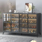 Load image into Gallery viewer, Shoe Cabinet in Tempered Glass Doors, Shoe Storage Racks Spacious 6-Tiers with Ambient Lighting-GCC Home Center