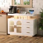 Load image into Gallery viewer, Sideboard Buffet Cabinet with Storage, LED Lights & Charging Station (100 x 40 x 80 cm)