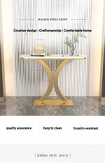 Load image into Gallery viewer, Simple Entrance Console Table in Slate Marble Top and Gold Metal Base 120cm-GCC Home Center