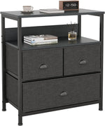 Load image into Gallery viewer, SKY-TOUCH 3 Fabric Drawer Nightstand Storage Chest Unit Home Cabinet w/Shelves Home Living Room Bedroom Entryway Living Furniture, Black,22.8 * 11.4 * 24.8 inch