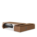 Load image into Gallery viewer, Sleek And Modern Leather Executive Office Table, Office Desk With Metal Leg - Brown-GCC Home Center