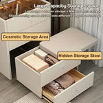 Load image into Gallery viewer, Smart Compact Dressing Vanity Table with LED Mirror, Foldable Bench, and Storage Drawers-GCC Home Center