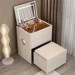 Load image into Gallery viewer, Smart Compact Dressing Vanity Table with LED Mirror, Foldable Bench, and Storage Drawers-GCC Home Center