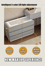 Load image into Gallery viewer, Smart Vanity Table with LED Mirror, Bluetooth Speaker, Wireless Charging - White, Solid Wood-GCC Home Center