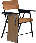 Load image into Gallery viewer, Spacecrafts Folding Cushion Study Chair | Space Saving | Desk Chair | Powder Coated With Cushion | Brown (With Writing Pad) - Mild Steel
