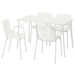 Load image into Gallery viewer, Table + 4 Chairs with Armrests, Outdoor, Foldable White/White (130×74 cm)