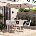 Load image into Gallery viewer, Table + 4 Chairs with Armrests, Outdoor, Foldable White/White (130×74 cm)