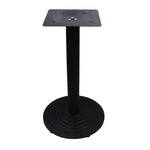 Load image into Gallery viewer, Black metal cast iron table base with square top plate and circular ridged foot for industrial dining and bar tables