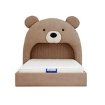 Load image into Gallery viewer, Teddy Kids Upholstered Bed ā Modern Fabric Bed with Pouffe