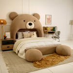 Load image into Gallery viewer, Teddy Kids Upholstered Bed ā Modern Fabric Bed with Pouffe
