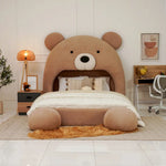 Load image into Gallery viewer, Teddy Kids Upholstered Bed ā Modern Fabric Bed with Pouffe