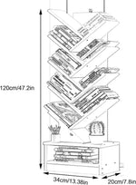 Load image into Gallery viewer, Tree Shaped Bookshelf – Slim Floor Standing Bookcase with Storage Cabinet