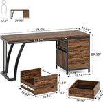 Load image into Gallery viewer, Tribesigns Computer Desk with 3 Drawers, 59-Inch PC Desk with Reversible Drawers, Industrial Study Writing Table Workstation with File Storage for Home Office, Rustic Brown-GCC Home Center