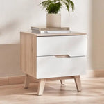 Load image into Gallery viewer, Troya Nightstand – 2 Drawer (White Natural Finish)