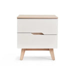 Load image into Gallery viewer, Troya Nightstand – 2 Drawer (White Natural Finish)