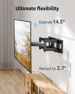 Load image into Gallery viewer, TV Wall Mount Full Motion for 32-70" Flat Curved TVs | Max VESA 400x400mm, up to 99 LBS, Fits 12"/16"Studs, Swivel/Tilt/Level/Extension, 2 Height Adjustment, Articulating Dual Arm