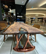 Load image into Gallery viewer, Unique Live Edge Resin Dining Table Top San - Natural Walnut Wood