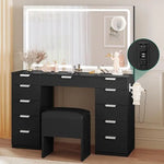 Load image into Gallery viewer, Vanity Desk Set with Large LED Lighted Mirror & Power Outlet, 11 Drawers and Magnifying Glass-GCC Home Center