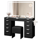 Load image into Gallery viewer, Vanity Desk Set with Large LED Lighted Mirror & Power Outlet, 11 Drawers and Magnifying Glass-GCC Home Center