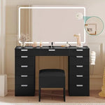 Load image into Gallery viewer, Vanity Desk Set with Large LED Lighted Mirror & Power Outlet, 11 Drawers and Magnifying Glass-GCC Home Center