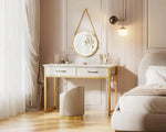 Load image into Gallery viewer, Vanity Desk Without Mirror, Makeup Vanity with 2 Fabric Drawers, White With Gold Legs-GCC Home Center