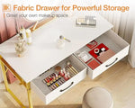 Load image into Gallery viewer, Vanity Desk Without Mirror, Makeup Vanity with 2 Fabric Drawers, White With Gold Legs-GCC Home Center