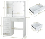 Load image into Gallery viewer, Vanity Table Set with LED Lighted Mirror, Makeup Vanity Dressing Table with 5 Drawers, Storage Shelves-GCC Home Center
