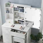 Load image into Gallery viewer, Vanity Table Set with LED Lighted Mirror, Makeup Vanity Dressing Table with 5 Drawers, Storage Shelves-GCC Home Center