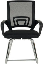 Load image into Gallery viewer, Visitor chair black mesh ergonomic office chair with chrome metal legs and armrests for modern home desk use