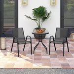 Load image into Gallery viewer, Vital Outdoor Patio Bistro Set – Black Wicker Chairs & Round Table for Elegant and Comfortable Small Space Dining, Relaxation, and Outdoor Enjoyment (VI-DNS-13)