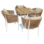 Load image into Gallery viewer, Weatherproof Aluminum Frame WPC 4-Seater Outdoor Dining Set with Cushions for Garden-GCC Home Center