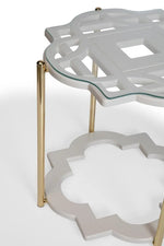 Load image into Gallery viewer, White Coffee Table Gold With Tempered Glass Top