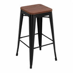 Load image into Gallery viewer, Wood Top Modern Metal Bar Stool, Black