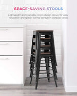 Load image into Gallery viewer, Wood Top Modern Metal Bar Stool, Black