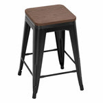 Load image into Gallery viewer, Wood Top Modern Metal Bar Stool, Black