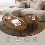 Load image into Gallery viewer, Wooden Oval Coffee Table Rustic Coffee Table Mid-Century Modern Oval Sofa Table Nesting Tables Center Table for Living Room Bedroom Office Furniture Easy Assembly (31.5") (001)