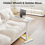 Load image into Gallery viewer, Xmart Adjustable Overbed Table with Wheels,Pneumatic Mobile Standing Desk,Rolling Computer Car,Laptop Desk Multi-Purpose for Home and Medical Use,Sofa Side Table, Movable Bed Table (80x40cm, White)