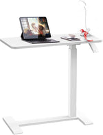 Load image into Gallery viewer, Xmart Adjustable Overbed Table with Wheels,Pneumatic Mobile Standing Desk,Rolling Computer Car,Laptop Desk Multi-Purpose for Home and Medical Use,Sofa Side Table, Movable Bed Table (80x40cm, White)