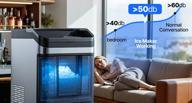 Portable Countertop Nugget Ice Maker Machine with Self-Cleaning Dual Water Tank Quiet 45dB Compressor 38lbs Daily Ice
