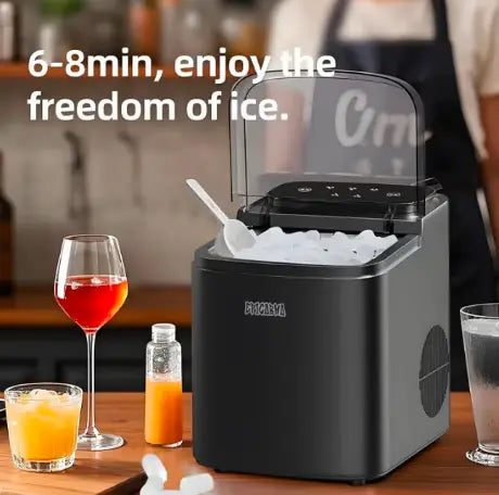 1.2L Portable Countertop Ice Maker Machine 12kg/24H, 9 Bullet Ice Cubes in 6 Minutes, Large & Small Ice Size Selection, Self-Cleaning Ice Maker with Ice Basket, Scoop & Ice Bags, Compact Ice Machine for Home Kitchen Office Bar Party