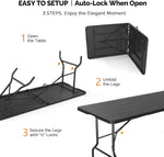 Load image into Gallery viewer, 1.8M Folding Lightweight Trestle Camping Table – Black (180×75×75cm)