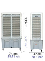 Load image into Gallery viewer, 120L Heavy‑Duty Evaporative Air Cooler – 550W Industrial Cooling Fan, 3 Wind Speeds, Automatic Swing, Large Water Tank, Portable Floor‑Standing Home &amp; Outdoor Cooler