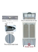 Load image into Gallery viewer, 120L Heavy‑Duty Evaporative Air Cooler – 550W Industrial Cooling Fan, 3 Wind Speeds, Automatic Swing, Large Water Tank, Portable Floor‑Standing Home &amp; Outdoor Cooler